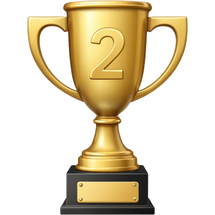 second place trophy with a number two engraved emoji