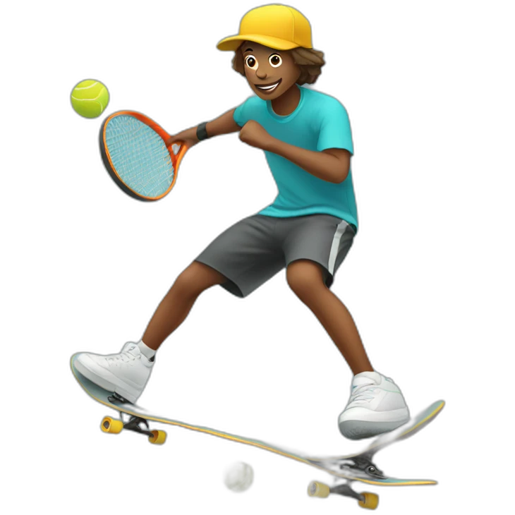 Skateboarder playing tennis emoji