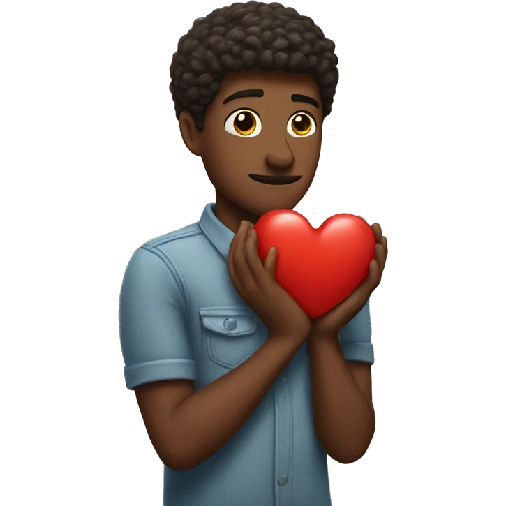 holds the heart in his hands emoji