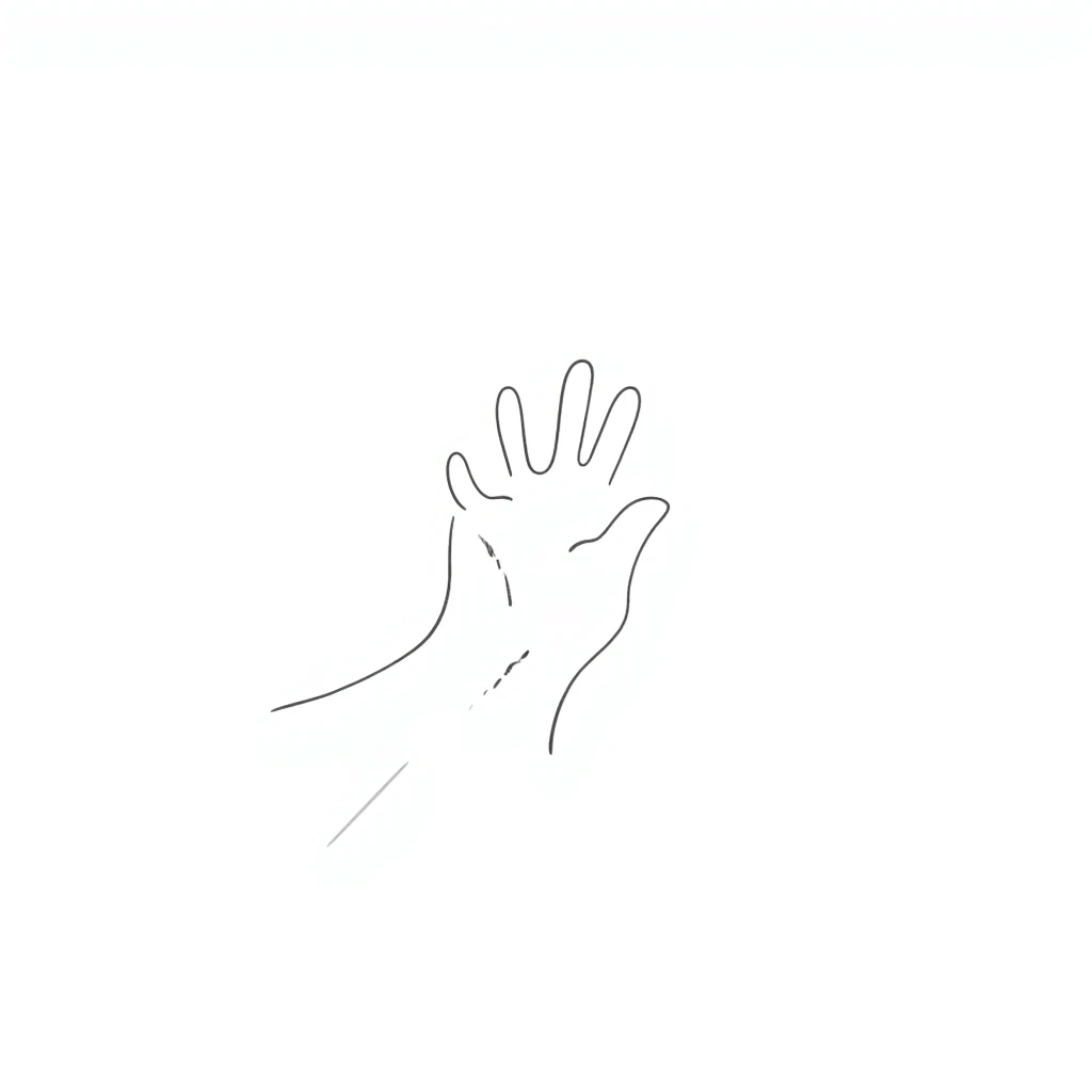 mano saludando con líneas dinámicas, estilo doodle emoji