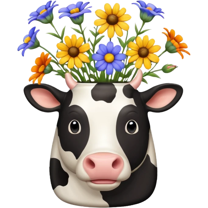 Cow print vase with flowers emoji