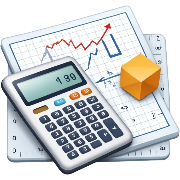 An icon featuring mathematical formulas, a calculator, and geometric shapes, symbolizing mathematics. The design includes a ruler, and a graph, representing the study of numbers, equations, and spatial relationships. Transparent background highlights the precision and logic of math. emoji