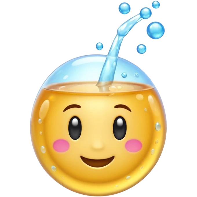 3D iPhone style emoji of bubbly , fizzy bubbles rising, translucent sparkling liquid, isolated on white background, soft shadows, high detail, playful and cute. emoji