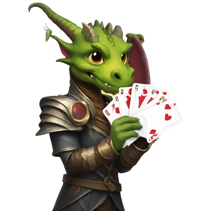 A dragon holding a hand of magic the gathering cards emoji