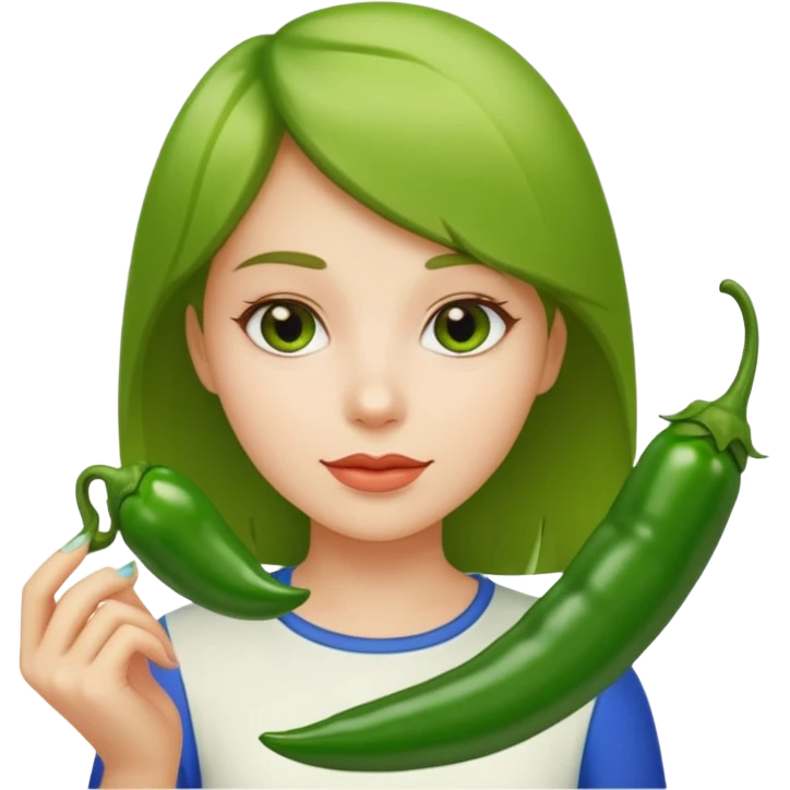 Girl with green chili emoji