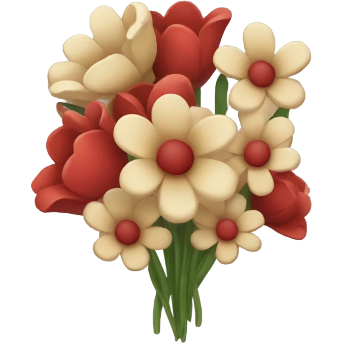 valentine flower bouquet beige red emoji