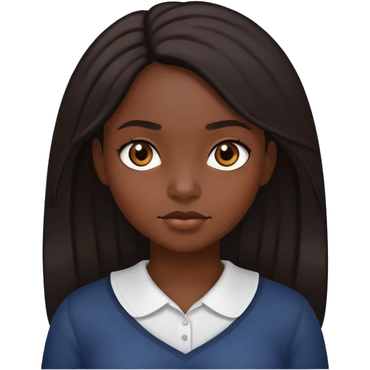 black girl with dark brown hair emoji