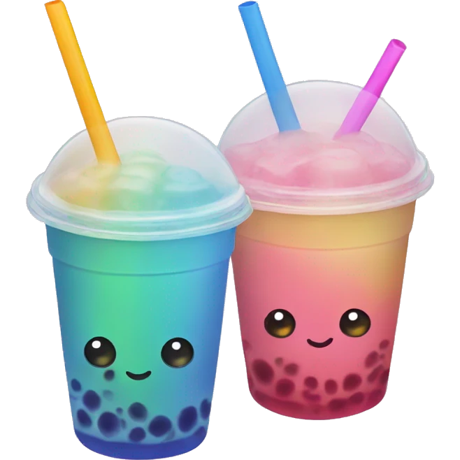 A cute Rainbow bubble tea emoji