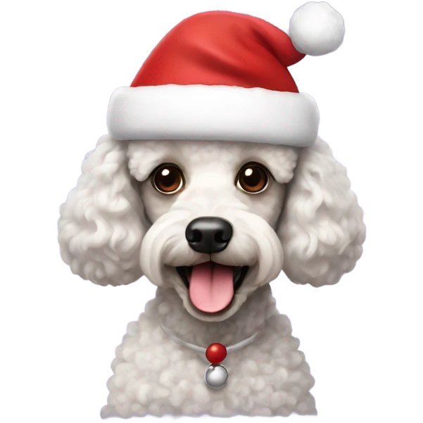 Poodle with Santa hat emoji