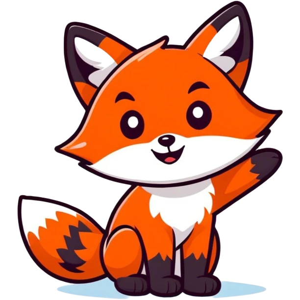 Red fox waving hi emoji