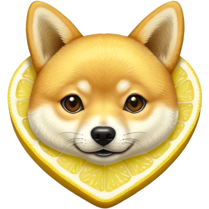 Shiba Jasper realistic heart shaped lemon slice emoji
