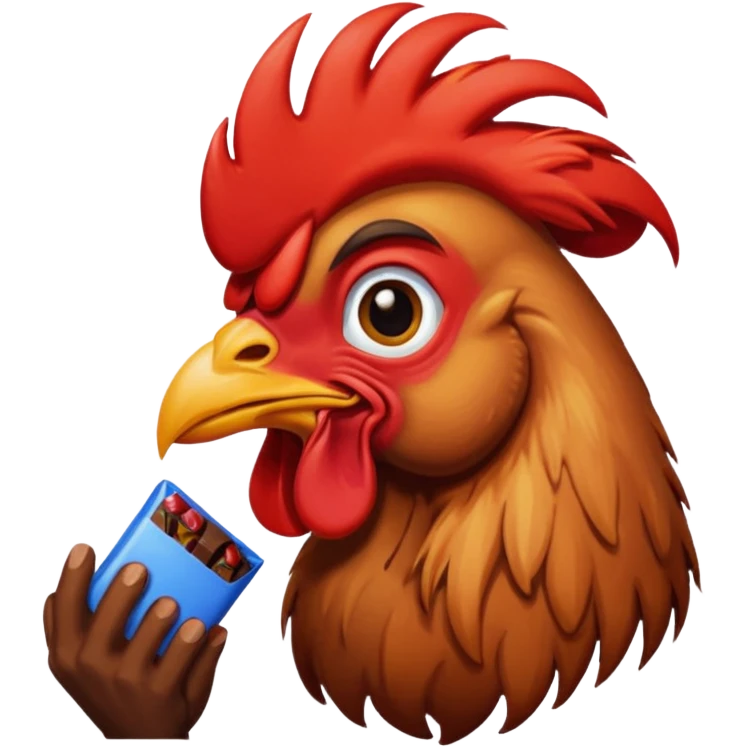 Rooster eating chocolate emoji