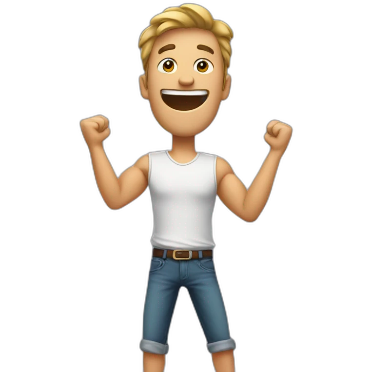 excited man with arms raised above head emoji