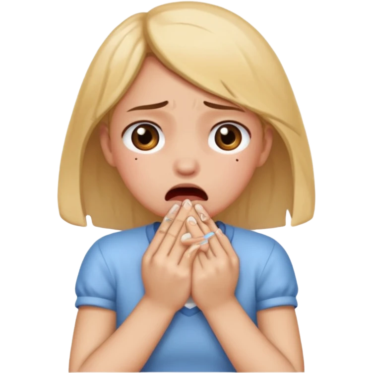 a girl choking on her hands while crying emoji