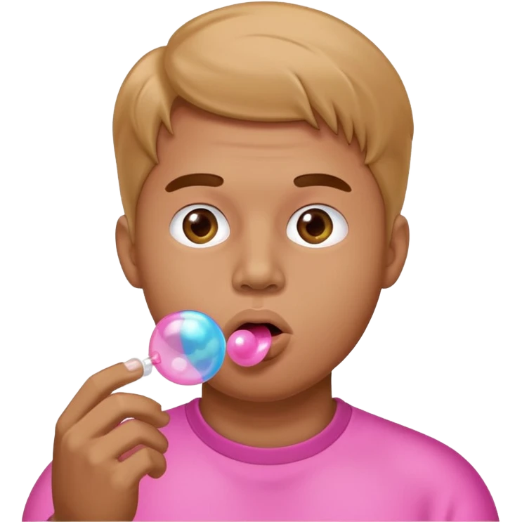 the guy is making a buuble of a chewing gum
 emoji