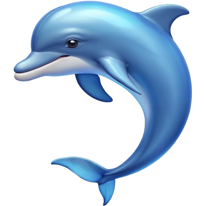 Beautiful and Majestic Dolphin Portrait Emoji, Radiating serene elegance and adorable charm with a graceful, streamlined form and luminous, glossy blue skin that shimmers under the sun, gentle, expressive eyes and a soft, content smile, Simplified yet exquisitely endearing features, highly detailed, glowing with a soft, majestic aquatic light, high shine, calm and enchanting, stylized with an air of timeless oceanic beauty, soft glowing outline, capturing the essence of a beautiful and majestic dolphin that embodies the pure magic of the sea! emoji