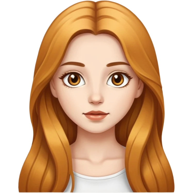 a white skin beautiful girl with long golden brown hair and brown eyes emoji