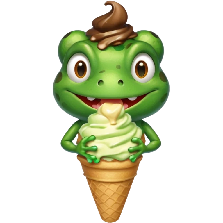 dondurma yiyen kurbağa emoji