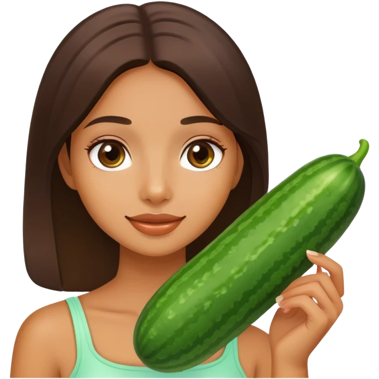 Girl with cucumber or doing skincare emoji