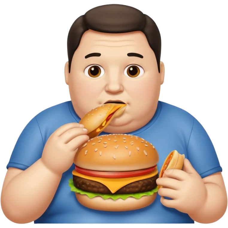 Obese man eating a hamburger  emoji