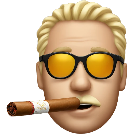 Me wearing star shaped shades with a cigar in my mouth emoji