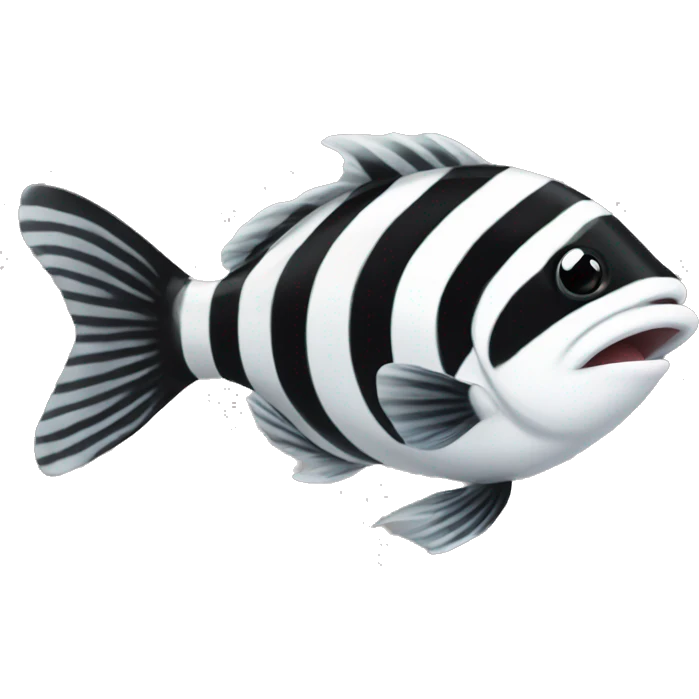 Black and white striped fish  emoji