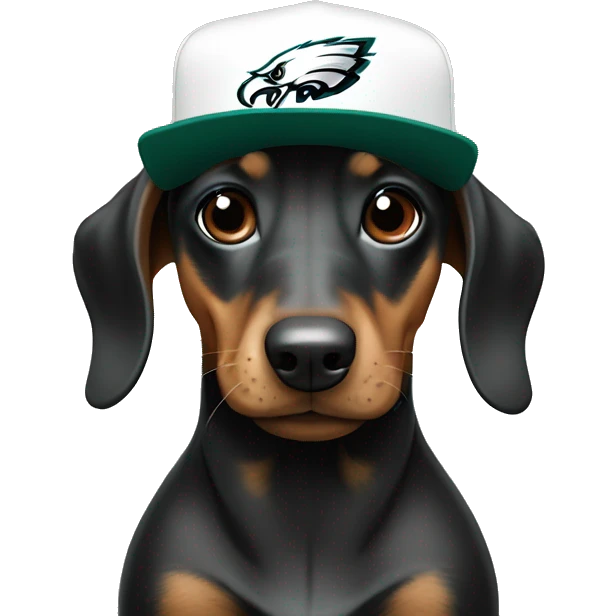Dacschund wearing Philadelphia Eagles hat emoji