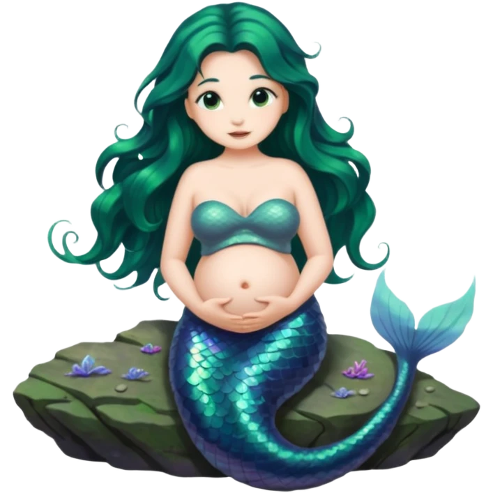 very heavily pregnant overdue mermaid emoji