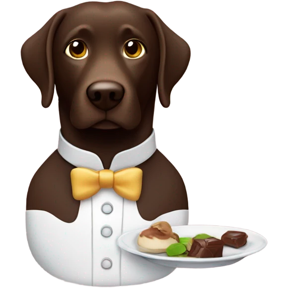 Chocolate lab, waiter serving emoji