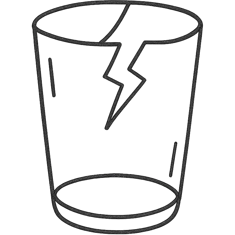 hand-drawn outlined broken glass icon emoji