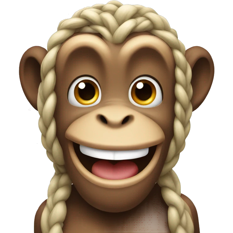 Monkey smile with braid emoji