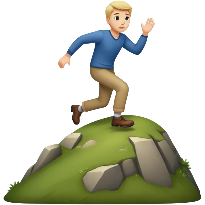 Man falling forward on a small hill or mountain  emoji