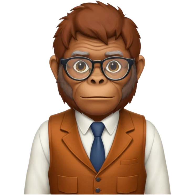 Orangutan secretary, old, glasses, vest emoji
