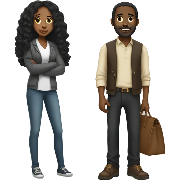 black man with drealocks and black woman in hijan emoji