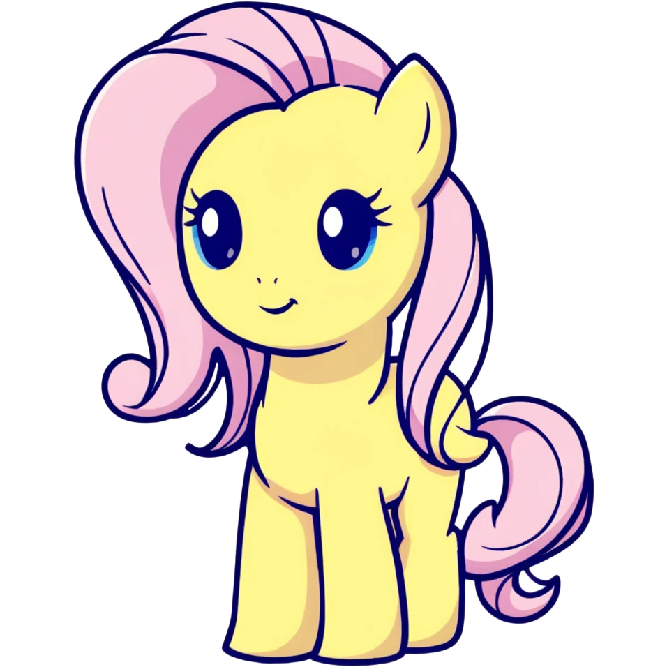cute cartoon sticker of Fluttershy in pastel colors emoji