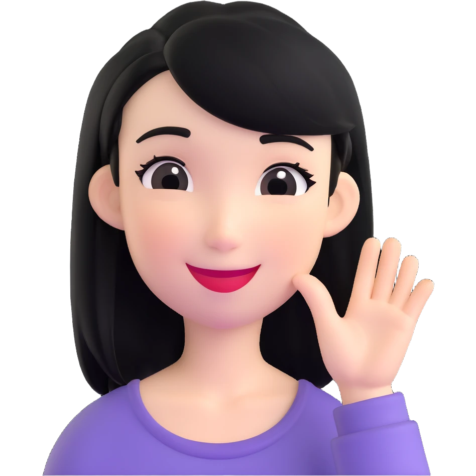 pretty girl with straight black hair, winking emoji