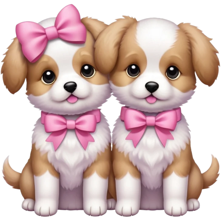 Puppies with pink bows emoji