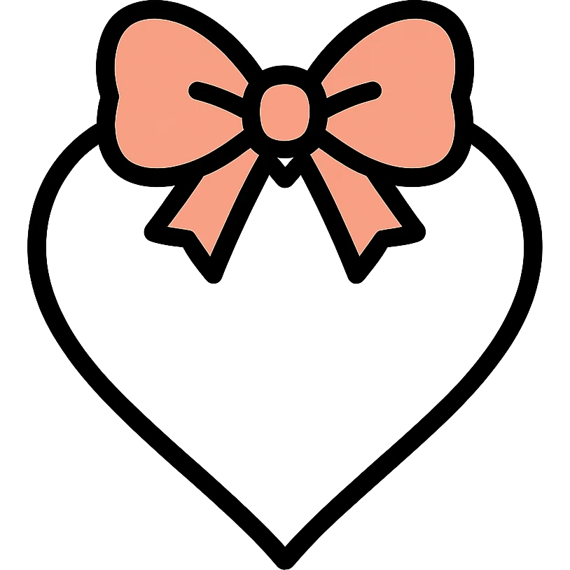 shiny reflective silver heart with a rose gold bow, icon style emoji
