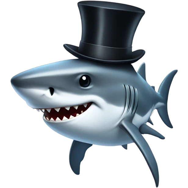 Shark with a top hat emoji