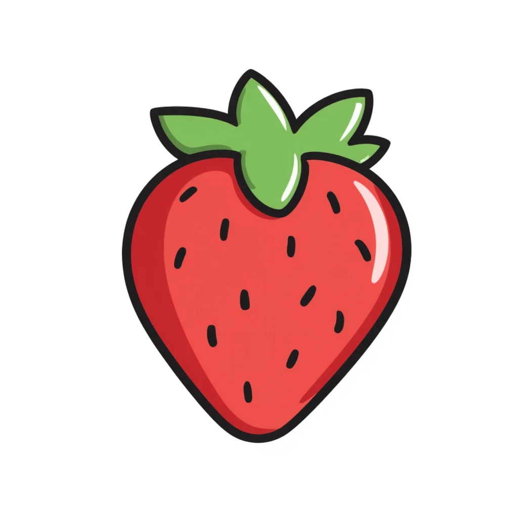 red strawberry, hand drawn doodle style emoji