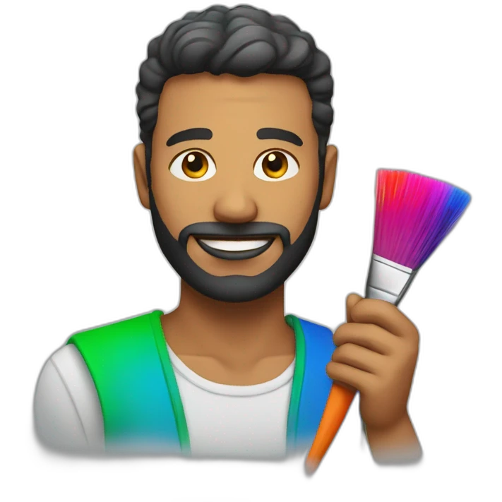 man with a colourful brush in his hand  emoji