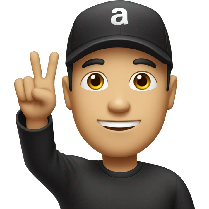 baldman with a black cap raising hand emoji