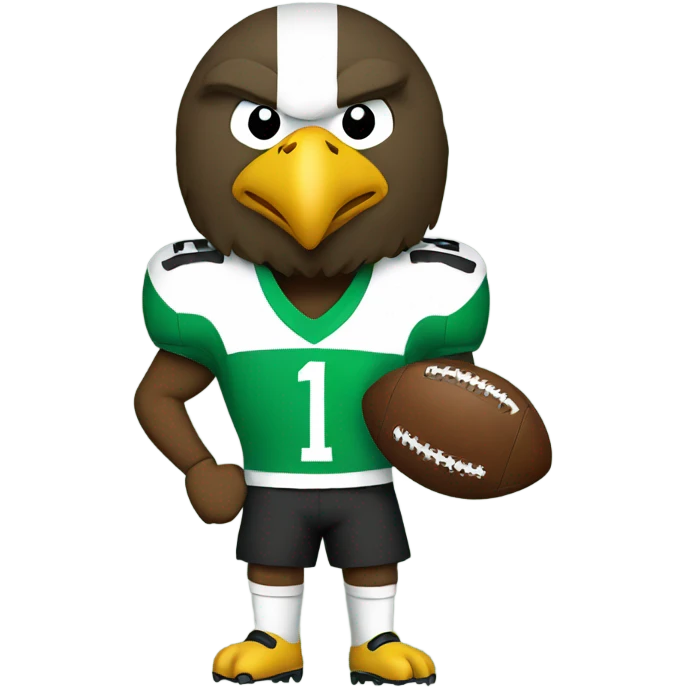 Eagle playing football in Kelly green uniform emoji
