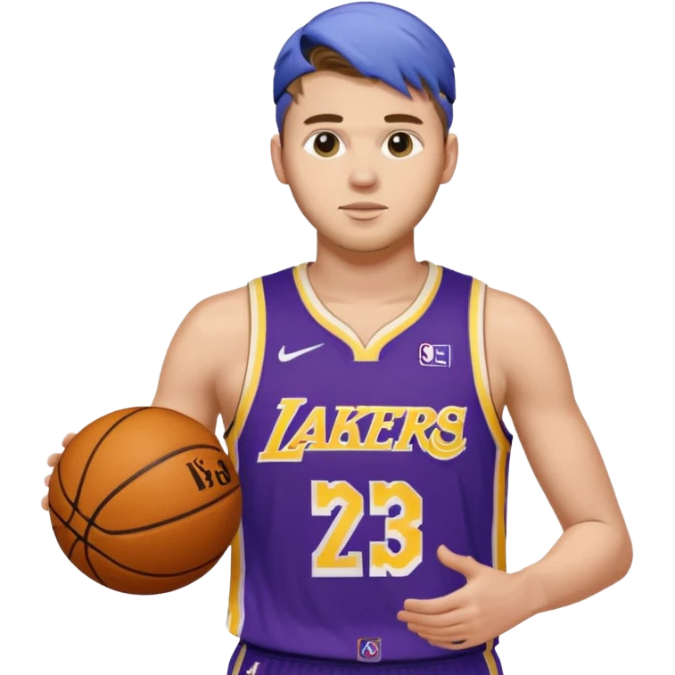 Luka doncic in Lakers uniform with basketball emoji