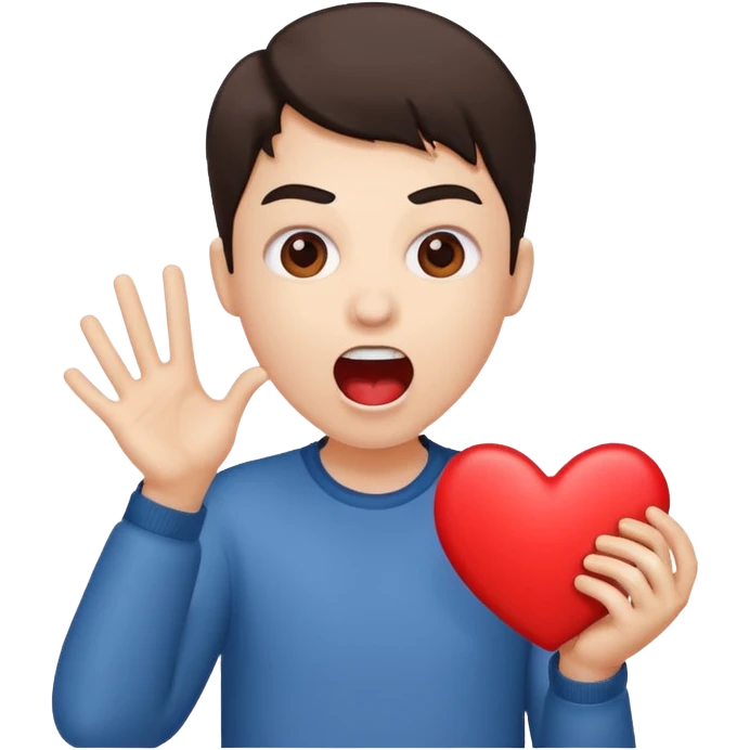 Person yelling holding a love heart  emoji
