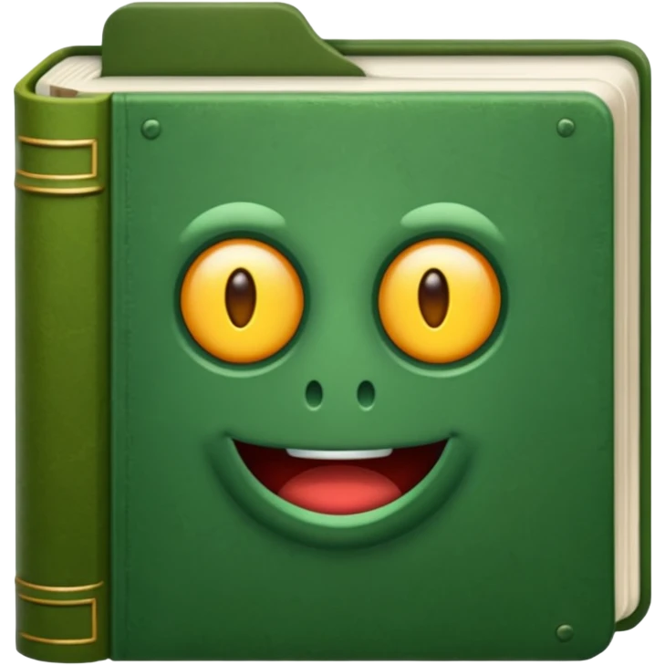 biblioteca de livros em tons de verde musgo emoji