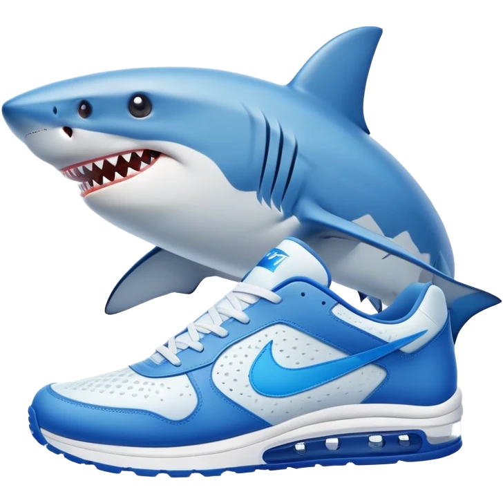 Tiburon con zapatillas nike azules emoji