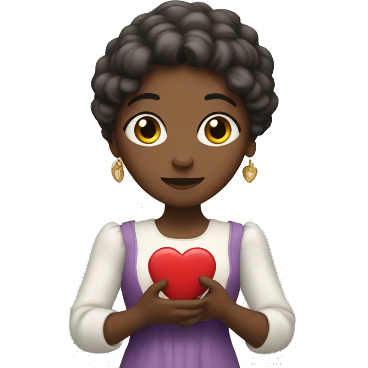 Juliet holds a heart in her hand emoji