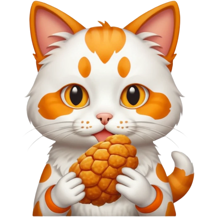 cat eating chicken  emoji