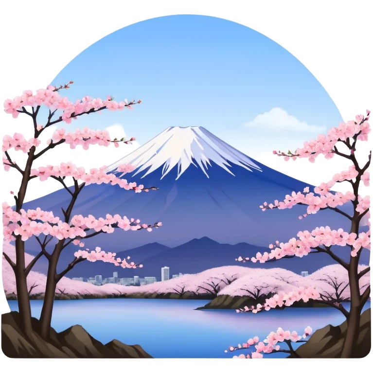 mount fuji with sakuras, no frame emoji